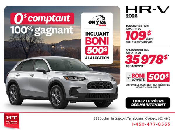 Obtenez le Honda HR-V 2026!