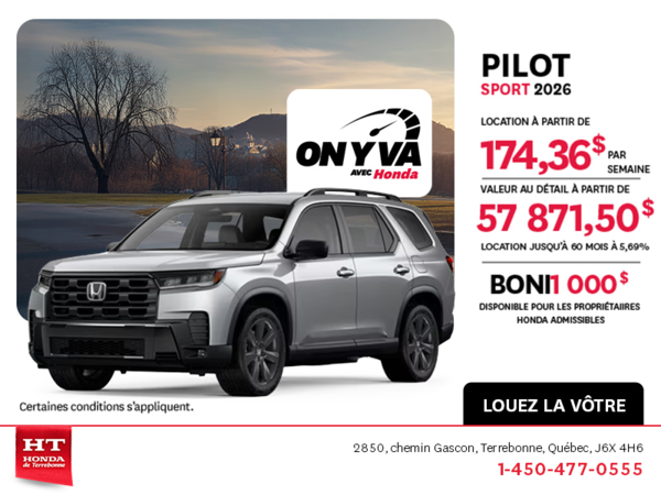 Obtenez le Honda Pilot 2026 !