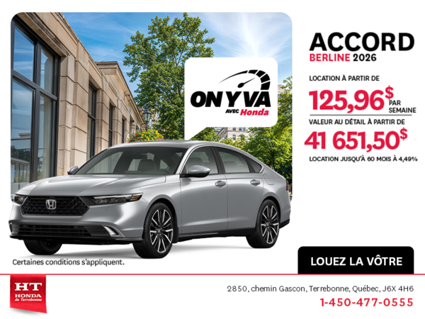 Obtenez la Honda Accord 2026 !