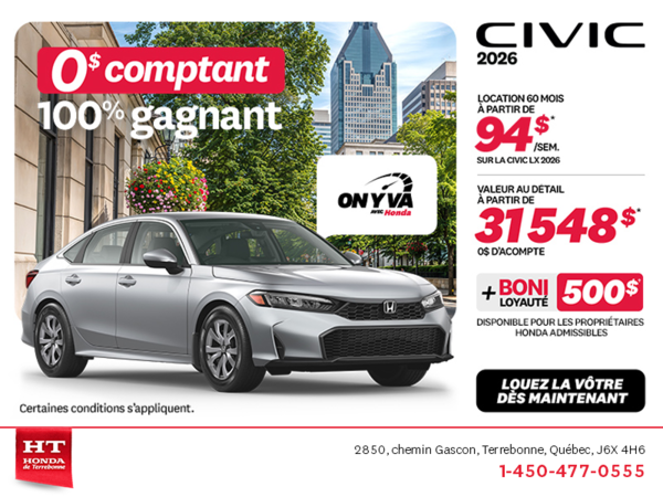 Obtenez la Honda Civic 2026 !