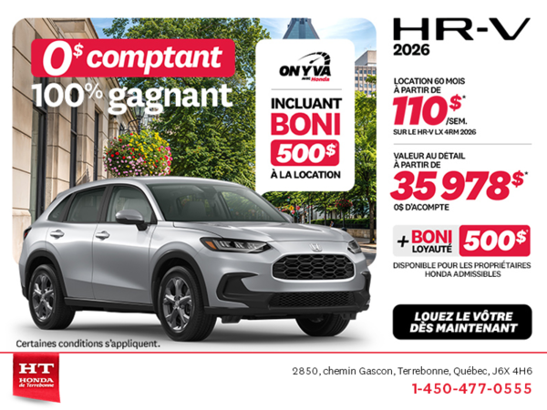 Obtenez la Honda HR-V 2026!