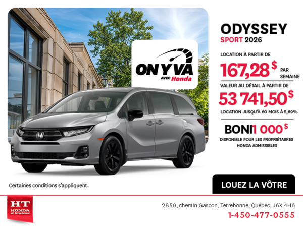 Obtenez la Honda Odyssey 2026 !