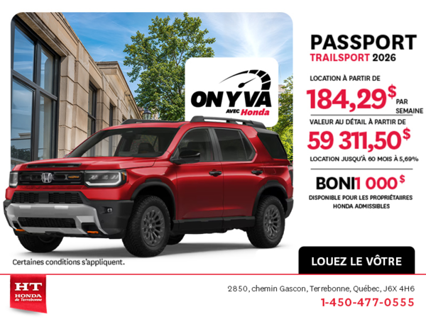 Obtenez la Honda Passport 2026 !