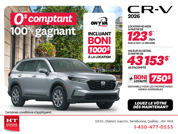 Obtenez le Honda CR-V 2026!