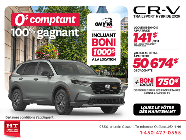 Obtenez le Honda CR-V Hybride 2026!