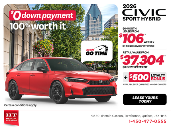 Get the 2026 Honda Civic Sedan Hybrid! 