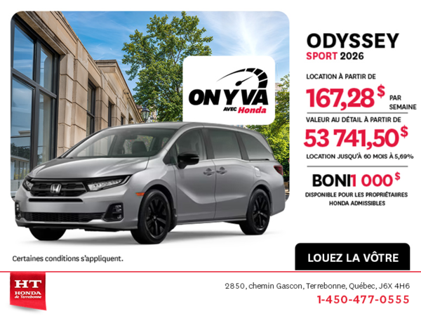 Obtenez la Honda Odyssey 2026 !