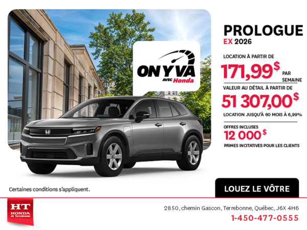 Obtenez la Honda Prologue 2026 !