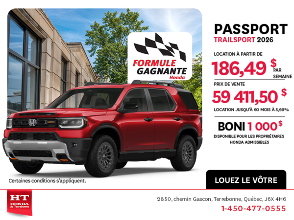 Obtenez la Honda Passport 2026 !