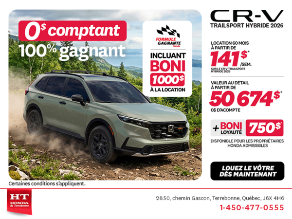Obtenez la Honda CR-V Hybride 2026!