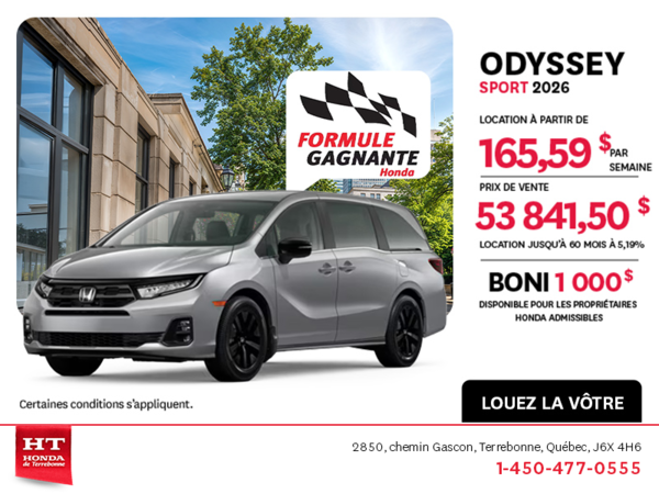 Obtenez la Honda Odyssey 2026 !