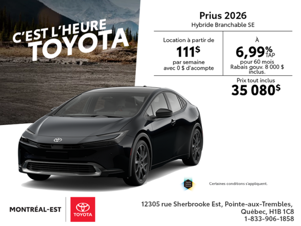 Toyota Prius Hybride Branchable SE 2026
