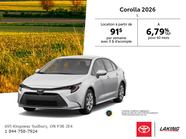 Toyota Corolla L 2026