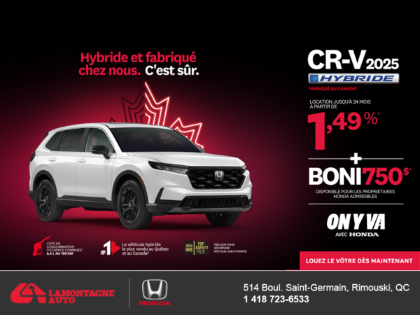 Obtenez le Honda CR-V Hybride 2025!