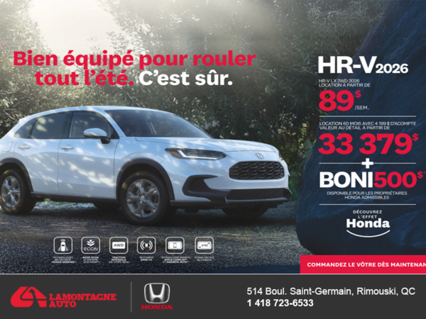 Obtenez le Honda HR-V 2026!