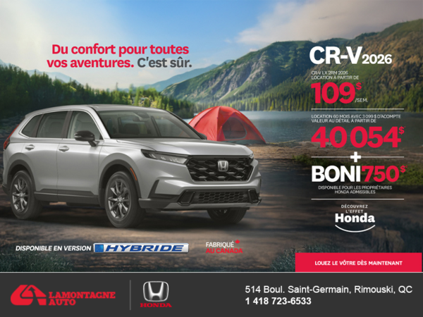 Obtenez le Honda CR-V 2026!