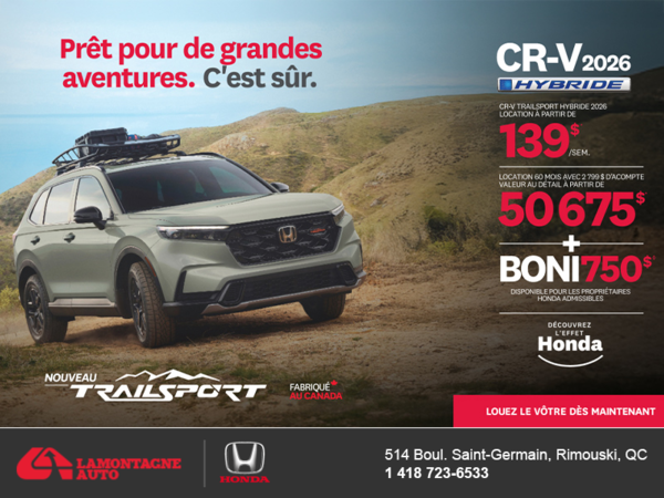 Obtenez le Honda CR-V Hybride 2026!