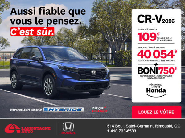Obtenez le Honda CR-V 2026!