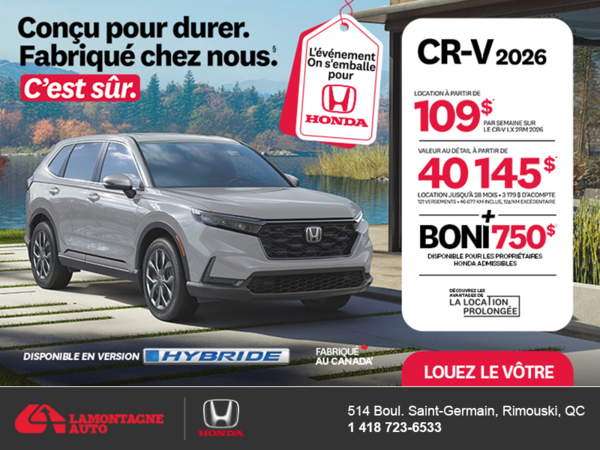 Obtenez le Honda CR-V 2026!