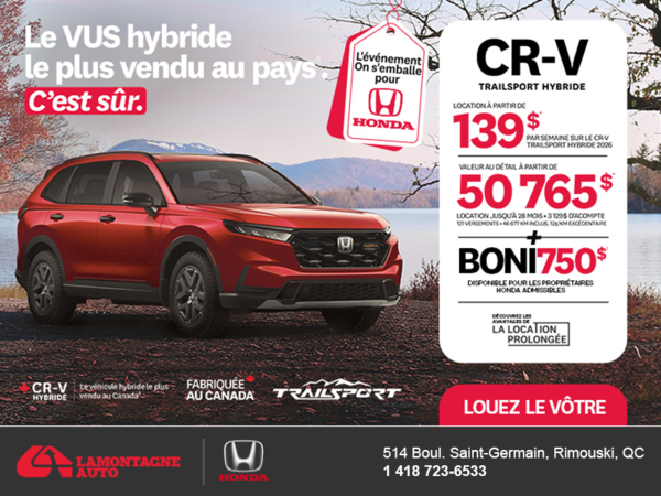 Obtenez le Honda CR-V Hybride 2026!