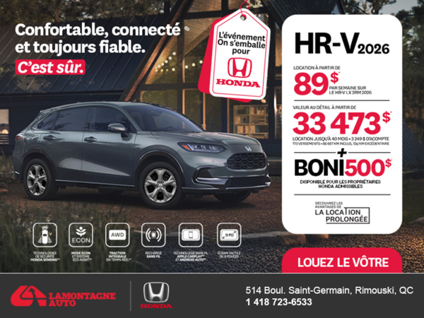 Obtenez le Honda HR-V 2026!