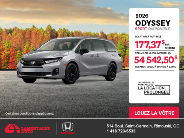 Obtenez le Honda Odyssey 2026 !