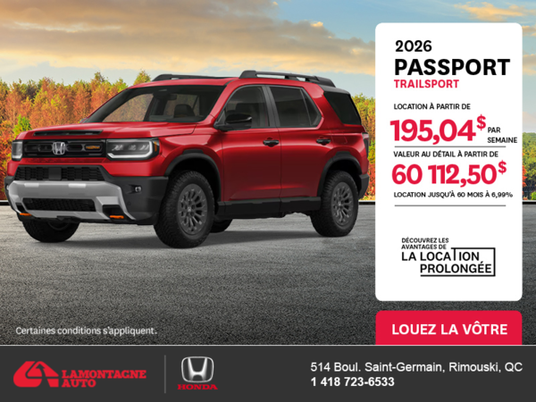 Obtenez le Honda Passport 2026 !