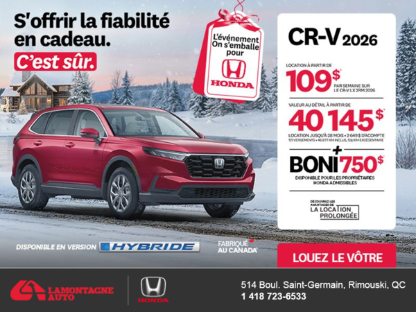 Obtenez le Honda CR-V 2026!