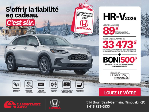 Obtenez le Honda HR-V 2026!