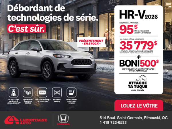 Obtenez le Honda HR-V 2026!