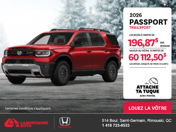 Obtenez le Honda Passport 2026 !