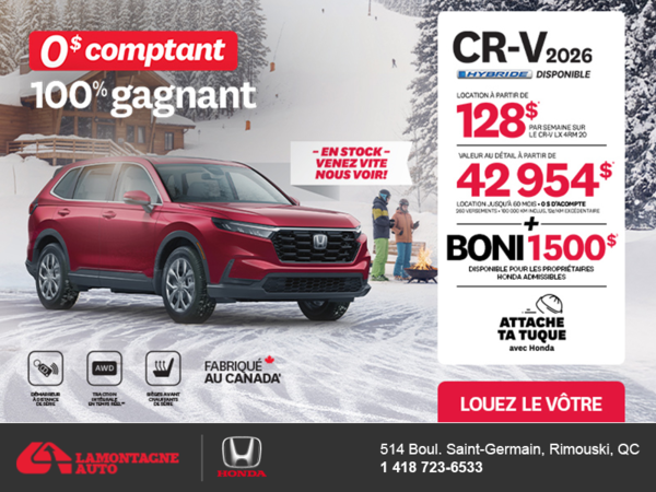 Obtenez le Honda CR-V 2026!