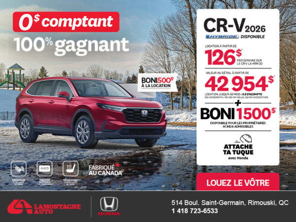 Obtenez le Honda CR-V 2026!
