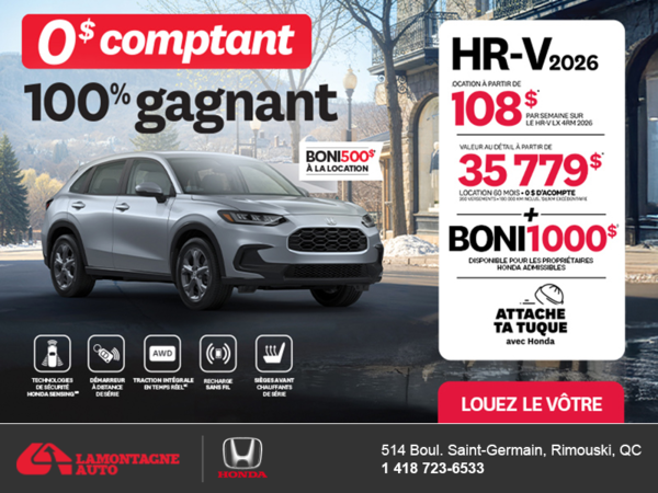 Obtenez le Honda HR-V 2026!
