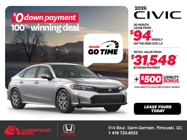 Get the 2026 Honda Civic Sedan! 