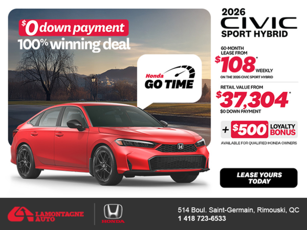 Get the 2026 Honda Civic Sedan Hybrid! 