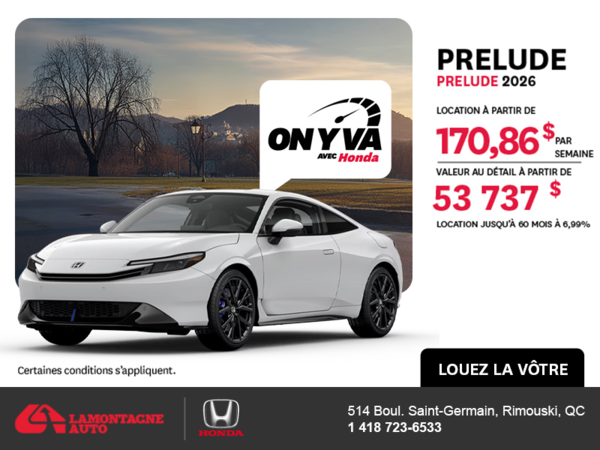Obtenez la Honda Prelude 2026 !