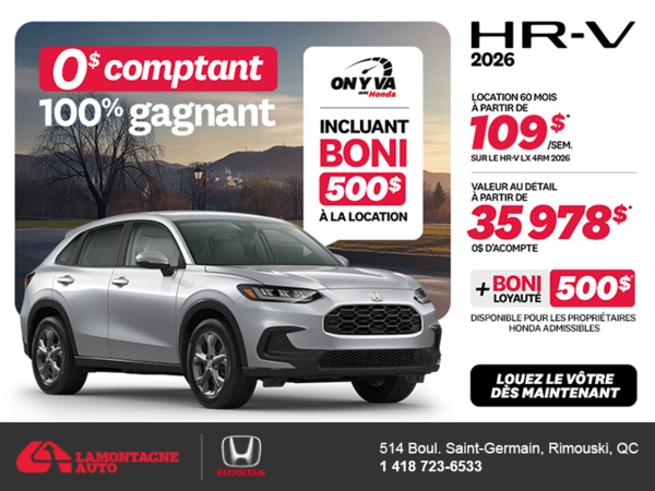 Obtenez le Honda HR-V 2026!