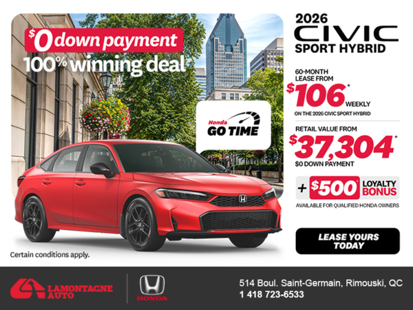 Get the 2026 Honda Civic Sedan Hybrid! 