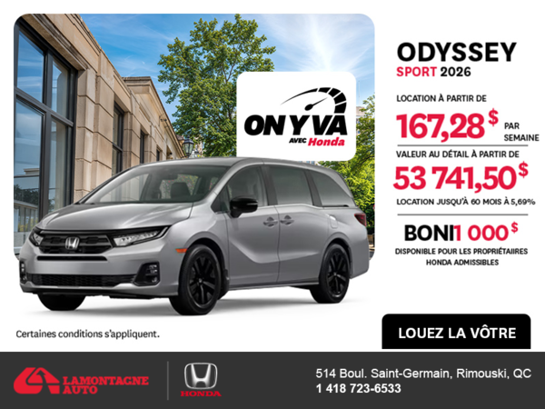 Obtenez la Honda Odyssey 2026 !