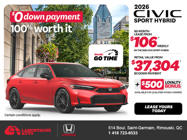Get the 2026 Honda Civic Sedan Hybrid! 