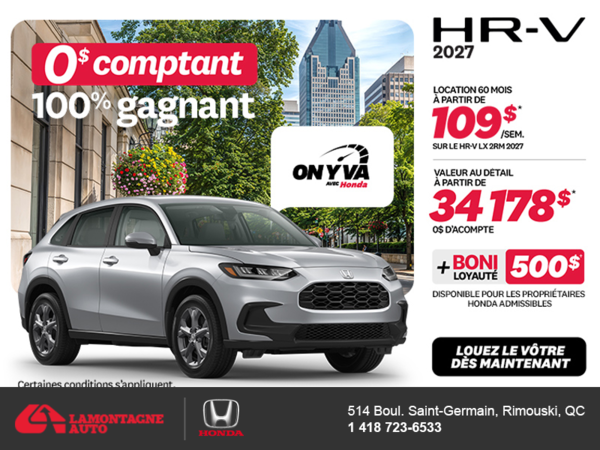 Obtenez la Honda HR-V 2027!