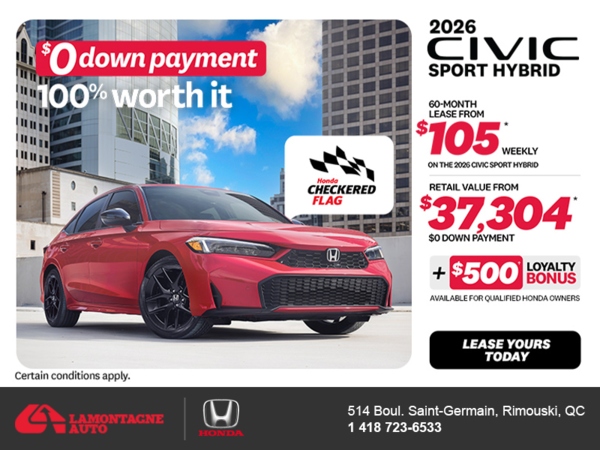 Get the 2026 Honda Civic Sedan Hybrid! 