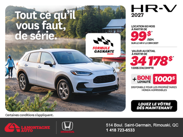 Obtenez la Honda HR-V 2027!