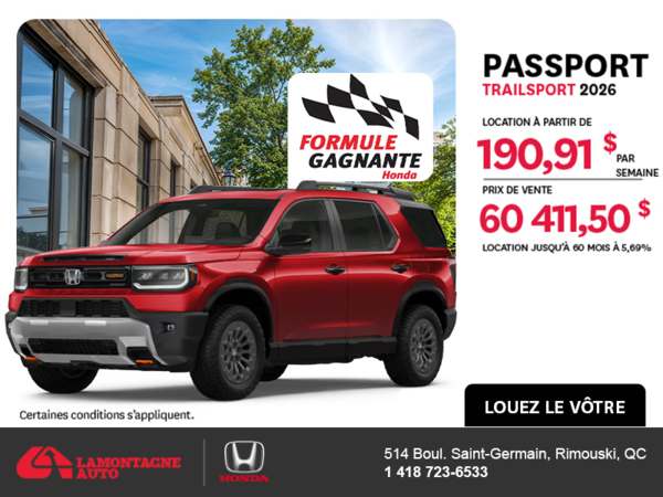 Obtenez la Honda Passport 2026 !