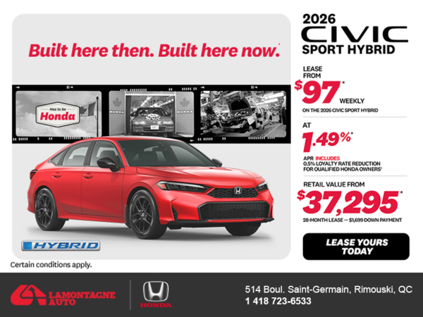 Get the 2026 Honda Civic Sedan Hybrid! 