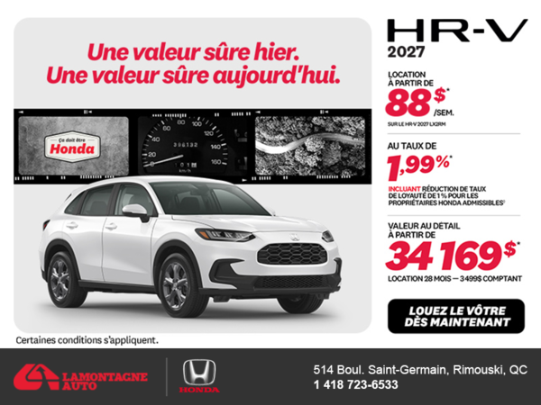 Obtenez la Honda HR-V 2027!