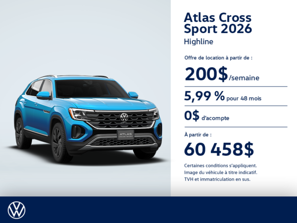 Procurez-vous le Volkswagen Atlas Cross Sport 2026