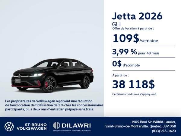 Procurez-vous la Volkswagen Jetta Gli 2026
