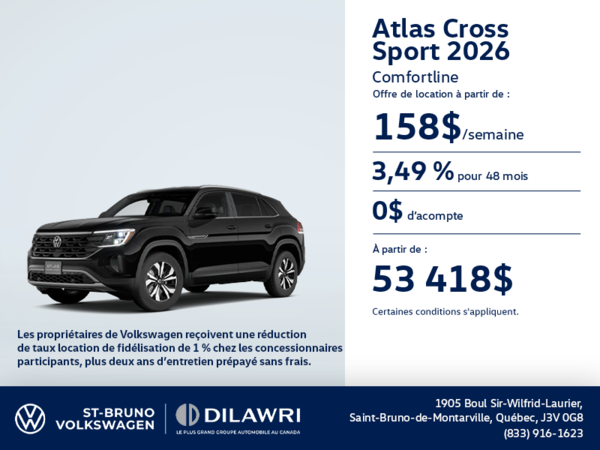Procurez-vous le Volkswagen Atlas Cross Sport 2026